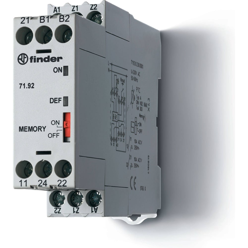 Термисторное реле Finder с памятью, 2 перекидных контакта 10А, 230В AC ...