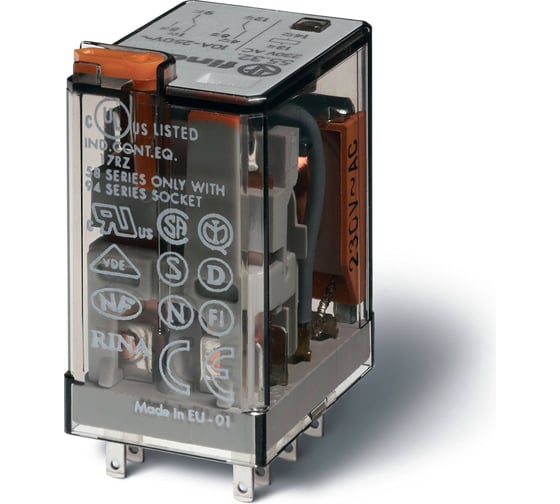 Промежуточное реле Finder 2 перекидных контакта 10А, 24В AC, 553280240040PAS 1