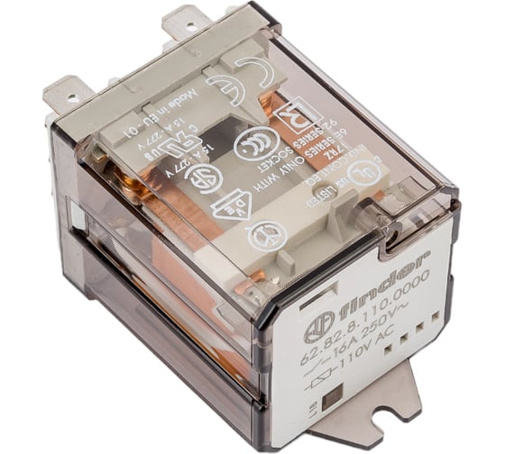 Силовое реле Finder 2 CO конт. 16а, 110в Ac, подключение через fAston, фланц монт., 628281100000