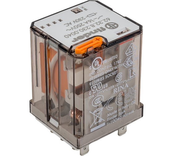 Силовое реле Finder 2 перекидных контакта 16А, 230В AC, 623282300040 1