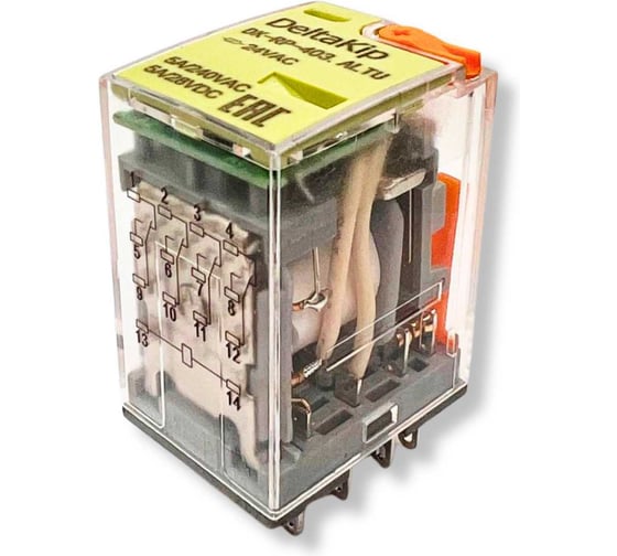 Промежуточные реле DELTAKIP серии DK-RP (403.ALTU, 4 конт., 24V AC, 5A) (уп.10шт) DK-K0000004_10