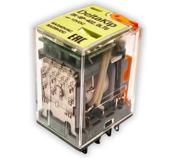 Промежуточные реле DELTAKIP серии DK-RP (402.DLTU, 4 конт., 12V DC, 5A) (уп.10шт) DK-K0000001_10
