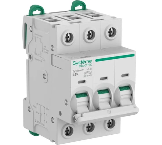 Автоматический выключатель Systeme Electric Systeme9 (АВ) B 25A 3P 6kA 400В S9F21325