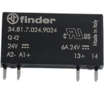 Ультратонкое твердотельное реле Finder = 24В DC, выходная цепь 1НО 6А, 1,5-24В DC, 348170249024