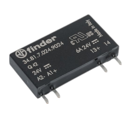 Ультратонкое твердотельное реле Finder = 24В DC, выходная цепь 1НО 6А, 1, 5-24В DC, 348170249024