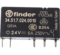 Ультратонкое реле Finder 1 CO конт. 6а, = 24в чувст. пост. тока, - гермет, 345170240010