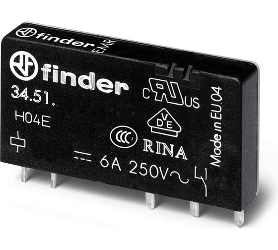 Ультратонкое реле Finder 1 CO конт. 6а, = 60в чувст. пост. тока, - гермет, 345170600010 1