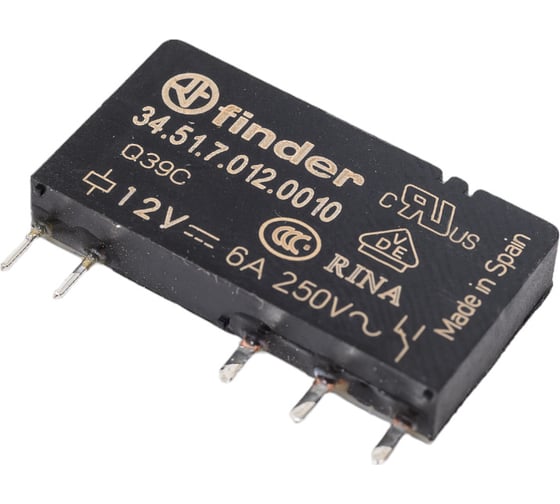 Ультратонкое реле Finder 1 CO конт. 6а, = 12в чувст. пост. тока, - гермет, 345170120010