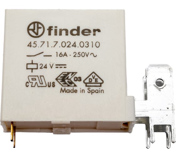 Миниатюрное реле Finder 1но конт. 16а, = 24в чувст. пост. тока, для печат монт. + разъем, 457170240310