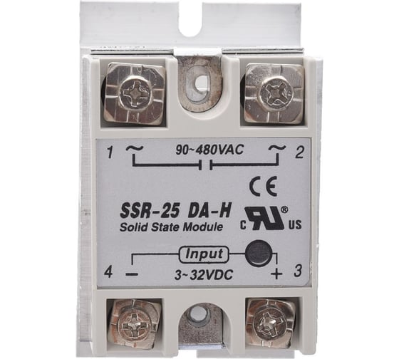 Твердотельное реле ANDELI SSR-25DA-H 25A Управляющее напряжение 3-32V DC 90-480V AC ADL09-252