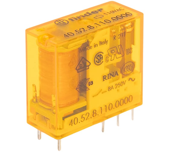 Миниатюрное реле Finder 2 перекидных контакта 8А, 110В AC, 405281100000