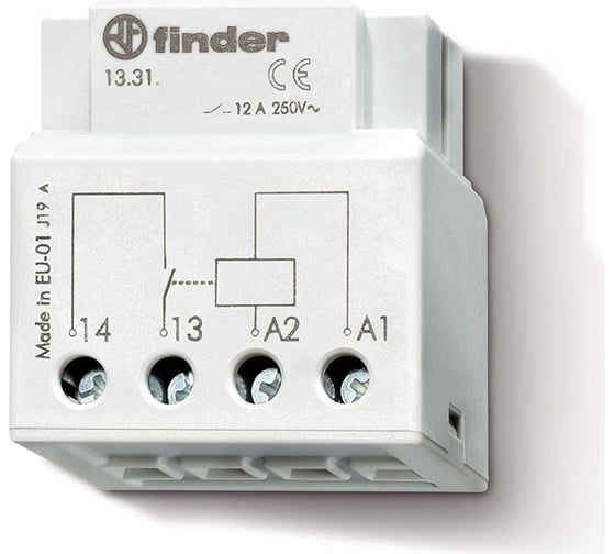 Промежуточное реле Finder для установки в монт. коробку, 1 но конт. 12а, 230в Ac, 133182304300 1