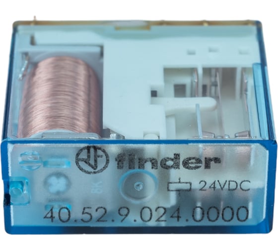 Миниатюрное реле Finder 2 перекидных контакта 8А, = 24В DC, 405290240000
