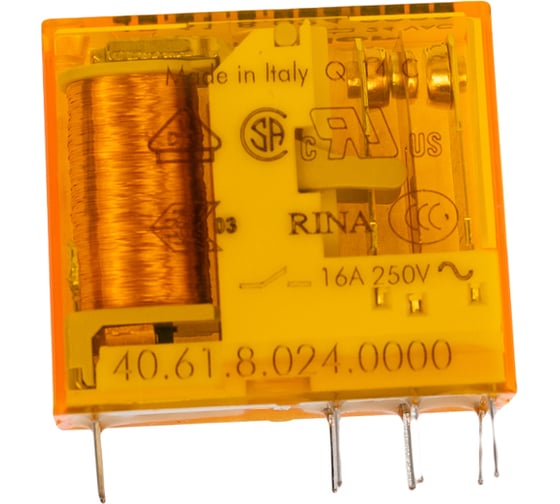 Миниатюрное реле Finder 1 перекидной контакт 16А, 24В AC, 406180240000