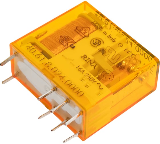 Миниатюрное реле Finder 1 перекидной контакт 16А, 24В AC, 406180240000