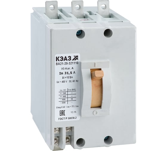 Выключатель автоматический КЭАЗ ВА21-29-341810-10А-6Iн-400AC-НР220AC/DC-У3- 102956
