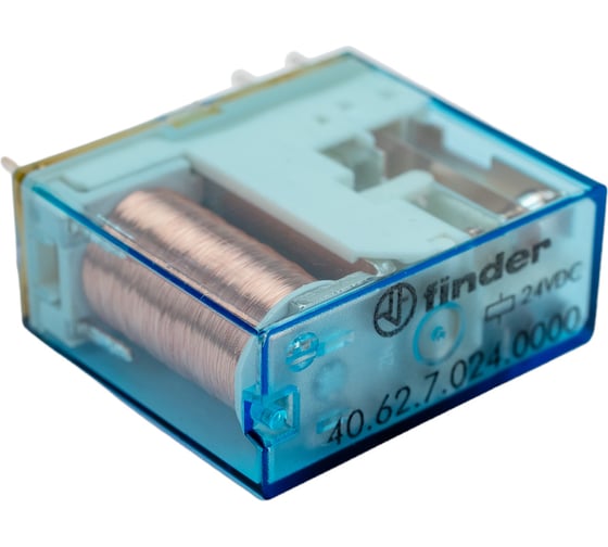 Миниатюрное реле Finder 2 перекидных контакта 10А, = 24В Чувст. пост. тока, AgNi, 406270240000