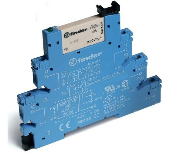 Интерфейсный модуль реле Finder 1 CO конт. 6а, = 240в Ac/Dc, винт. зажимы, 385102400060 1