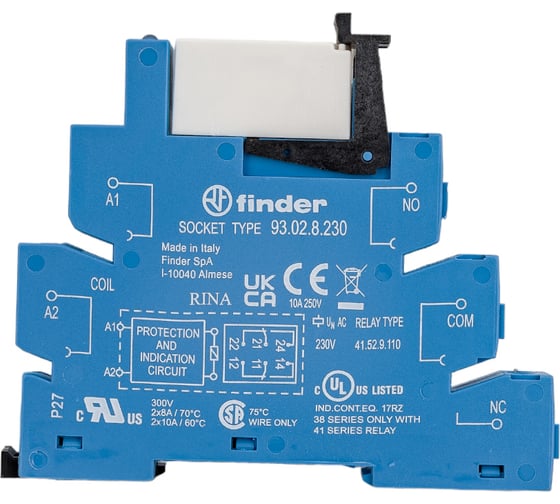 Интерфейсный модуль реле Finder 2 перекидных контакта 8А, 230В AC, винтовые зажимы, 385282300060
