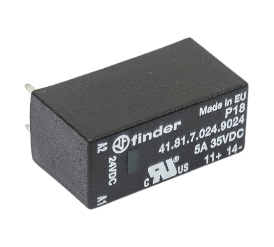 Низкопрофильное твердотельное реле Finder = 24В DC, выходная цепь 1НО 5А, 1, 5-35В DC, 418170249024