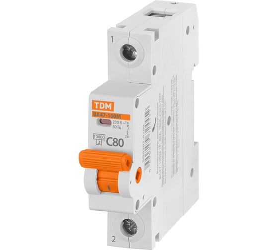 Автоматический выключатель TDM ELECTRIC ВА47-100М 1Р 80А 10кА х-ка C SQ0207-0100