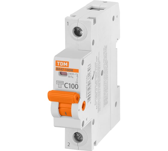 Автоматический выключатель TDM ELECTRIC ВА47-100М 1Р 100А 10кА х-ка C SQ0207-0101