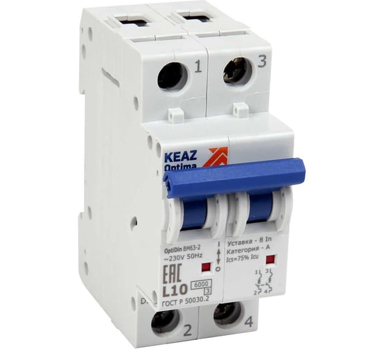 Выключатель автоматический модульный КЭАЗ OptiDin BM63-2Z1-УХЛ3 (Новый) 260760 1
