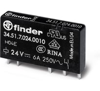 Набор Ультратонкое электромеханическое реле FINDER 345170240010 20шт; монтаж на печатную плату; 1CO 6A; контакты AgNi; катушка 24В DC (чувствит.); степень защиты RTII 345170240010V20