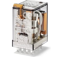 Набор реле FINDER 553490240040 10шт; универсальное электромеханическое реле; монтаж в розетку; 4CO 7A; контакты AgNi; катушка 24В DC; степень защиты RTI; опции: кнопка тест + мех.индикатор 553490240040V10