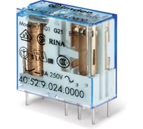Набор реле FINDER 405290240000 10шт; универсальное электромеханическое реле; монтаж на печатную плату или в розетку; выводы с шагом 5мм; 2CO 8A; контакты AgNi; катушка 24В DC; степень защиты RTII 405290240000V10