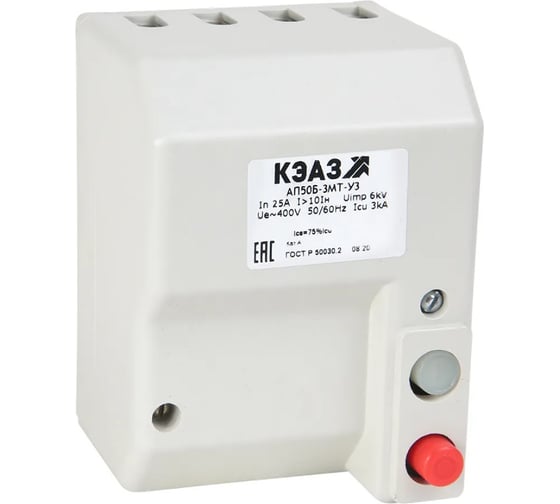 Выключатель автоматический КЭАЗ АП50Б-3МТ-63А-10Iн-400AC-2П-IP54-У2- 107433 1