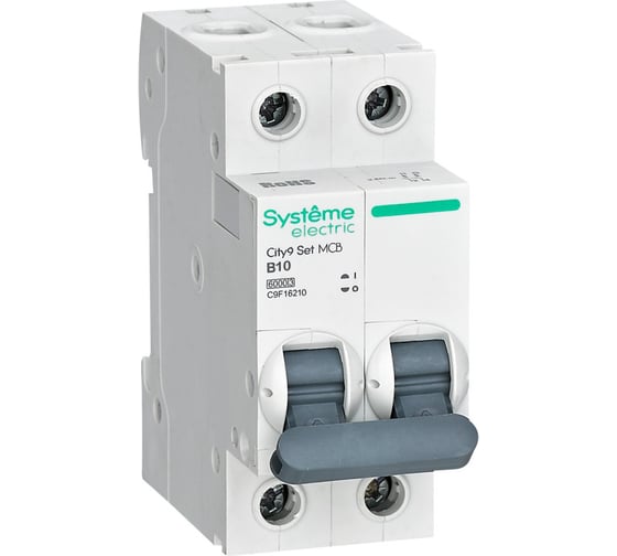 Автоматический выключатель Systeme Electric (АВ) City9 Set В, 10 А, 2 Р, 6 kА, 230 В C9F16210 6 шт 4680409130025 1