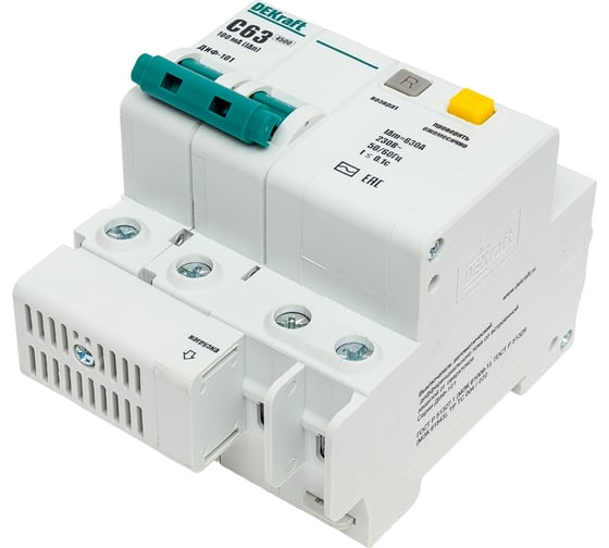 Дифференциальный автомат Dekraft ДИФ101-2Р-063А-100-C 15017DEK 4 шт 4620007064988 1