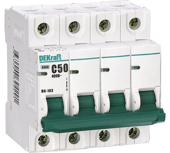 Автоматический выключатель Dekraft 4Р 50А х-ка C ВА-103 6кА 12326DEK 3 шт 4680409038413 1