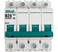 Автоматический выключатель Dekraft ВА-101, 4Р, 25 А, характеристика B, 11044DEK, 3 шт, 4620007060881