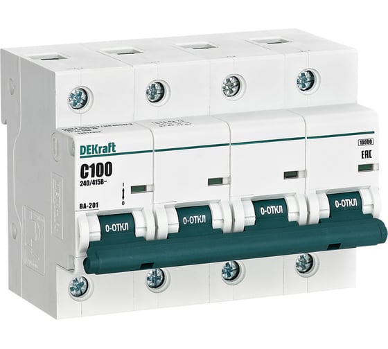 Автоматический выключатель Dekraft ВА201-4Р-100А-C 13012DEK 3 шт 4620007063127