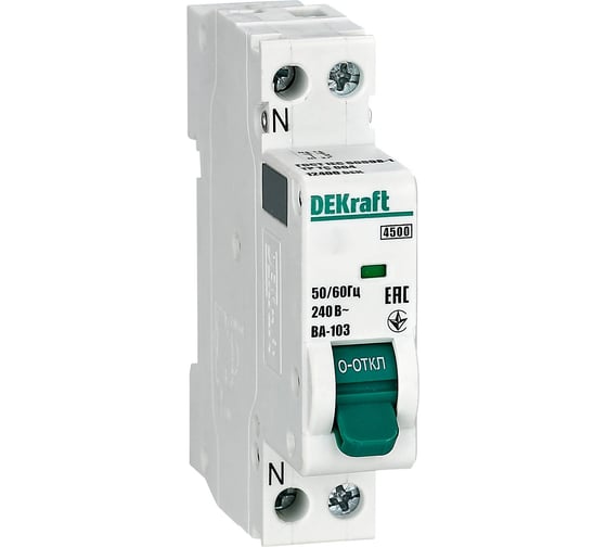 Автоматический выключатель DEKraft 1+n 10А характеристика D ВА-103 4.5кА 12408DEK 12 шт 4680409041017 1