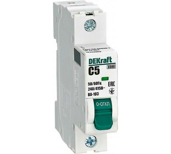 Автоматический выключатель DEKraft 1Р 5А характеристика C ВА-103 6кА 12268DEK 12 шт 4680409037256 1