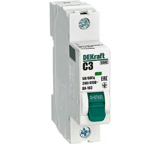 Автоматический выключатель DEKraft 1Р 3А характеристика C ВА-103 6кА 12266DEK 12 шт 4680409037218 1