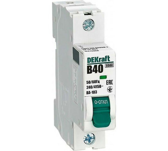 Автоматический выключатель DEKraft 1Р 40А характеристика B ВА-103 6кА 12213DEK 12 шт 4680409036075 1