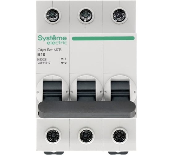 Автоматический выключатель Systeme Electric City9 Set АВ b, 10 А, 3 Р, 4.5 kА, 400 В C9F14310 4 шт 4680409063118