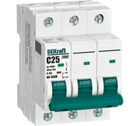 Автоматический выключатель DEKraft без теплозащиты 3P 25А характеристика C 6кА ВА-103M 12522DEK 4 шт 4680409018477