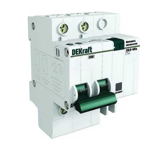 Выключатель автоматический дифференциальный DEKraft тока 2п 6мод. C 40A 30мА тип AC 4.5кА ДИФ-101 15007DEK 121965 4 шт 4620007064889 1