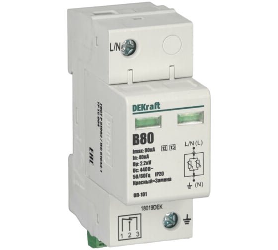 Ограничитель перенапряжения Dekraft ОП101-1P-080-B-440 18019DEK 6 шт 4630004300545 1