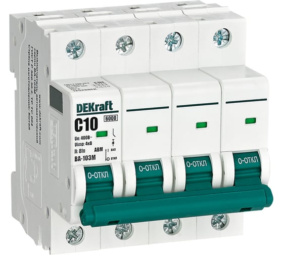 Автоматический выключатель без теплозащиты Dekraft 4P 10А характеристика C 6кА ВА-103M 12528DEK 3 шт 4680409018897 1