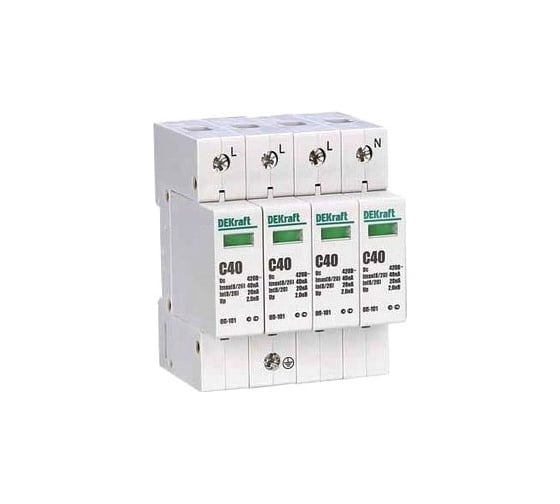 Ограничитель перенапряжений DEKraft ОП-101 4P 40кА C 420В 18018DEK 1113565 3 шт 4620007069846 1