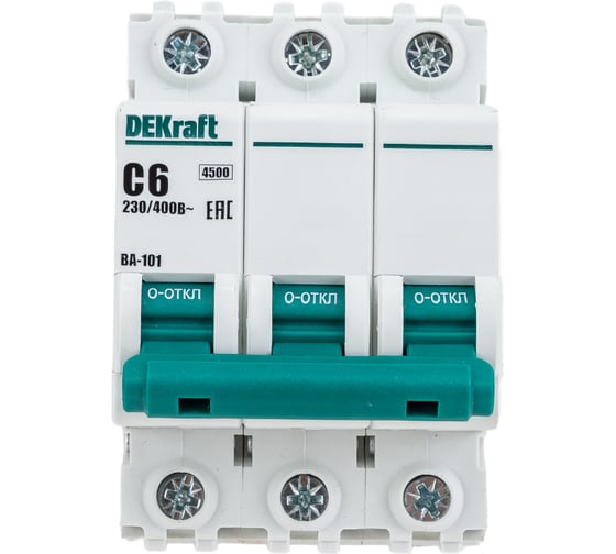 Автоматический модульный выключатель Dekraft 3п C 6А ВА-101 4.5кА 11076DEK 121917 4 шт 4620007061529 1