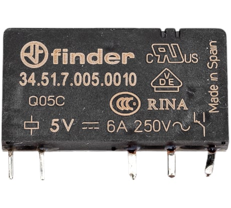 Ультратонкое реле Finder 1 CO конт. 6а, 5в чувст. пост. тока 345170050010