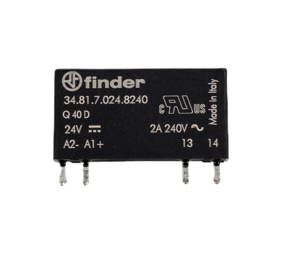 Ультратонкое твердотельное реле Finder 24в чувст. пост. тока; вых. цепь 1но 2а, 12-240в 348170248240