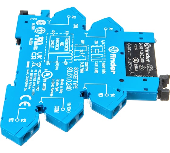 Интерфейсный модуль реле Finder 1 CO конт. 6а, 240в Ac/Dc; пруж. зажимы 386102400060